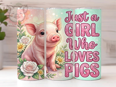 Cute Pig Lover Girl 20oz Tumbler, Cute Pig Lover Girl, 20oz Tumbler Wrap, Sublimation Design, Cute Pig PNG, Pig Lover Tumbler Wrap, Girl Tumbler Design, Digital Download Sublimation Lara' s Designs 