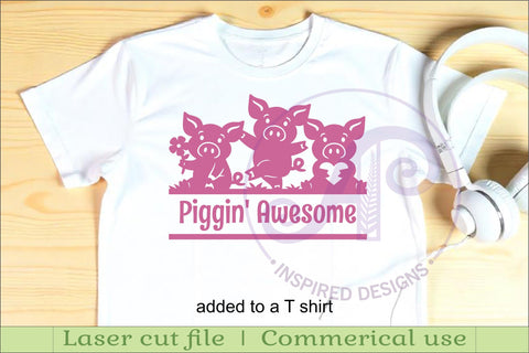 Cute Pig Silhouette Name Sign SVG | Farm Animal Cut File SVG APInspireddesigns 
