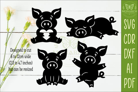 Cute Pig Silhouettes SVG Farm Animal Laser Cut Files 1 SVG APInspireddesigns 
