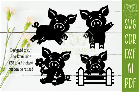 Cute Pig Silhouettes SVG Farm Animal Laser Cut Files 2 SVG APInspireddesigns 