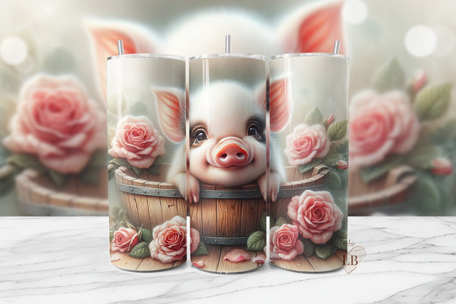 Cute Pig Tumbler Wrap Sublimation Design Sublimation BijouBay 