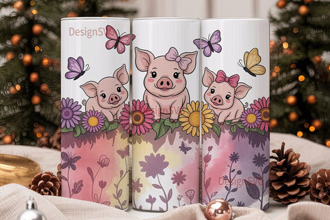 Cute Piggies 20oz Tumbler Wrap Sublimation DesignSVG 