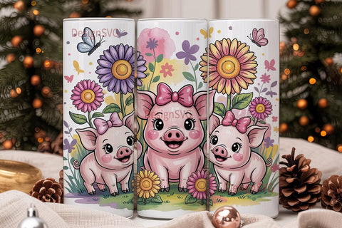 Cute Piggies 20oz Tumbler Wrap Sublimation DesignSVG 