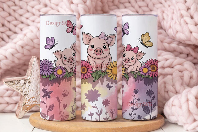 Cute Piggies 20oz Tumbler Wrap Sublimation DesignSVG 