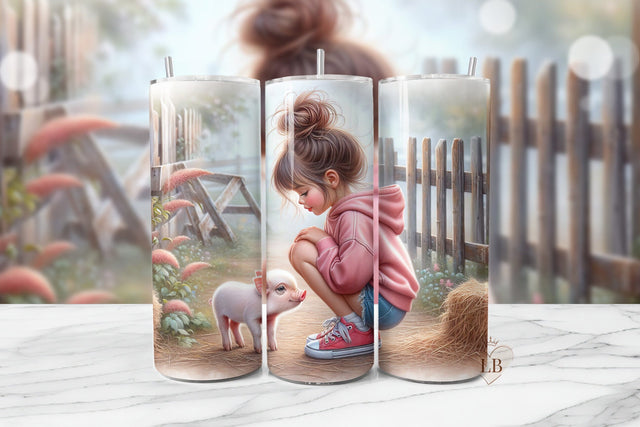 Cute Piglet Farm Tumbler Wrap PNG Sublimation BijouBay 