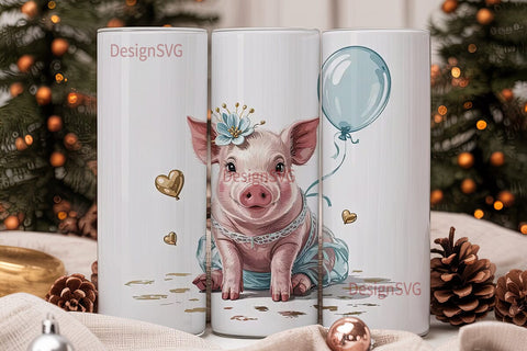 Cute Piglet Tumbler Wrap PNG Sublimation DesignSVG 