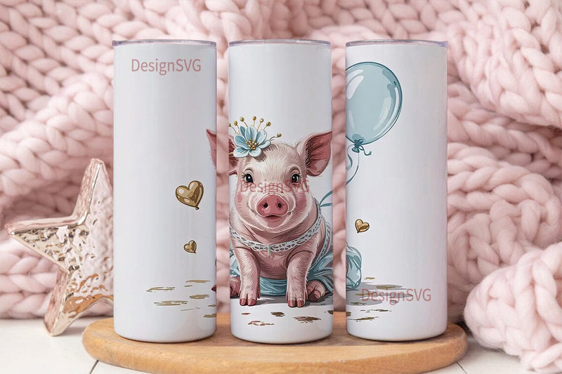 Cute Piglet Tumbler Wrap PNG Sublimation DesignSVG 