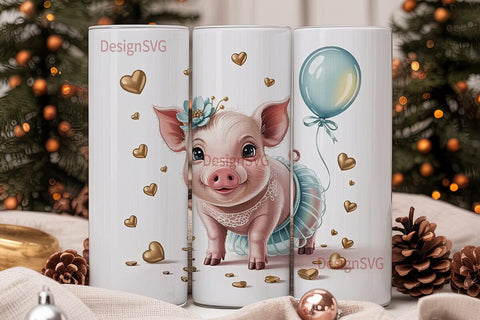 Cute Piglet Tumbler Wrap PNG Sublimation DesignSVG 