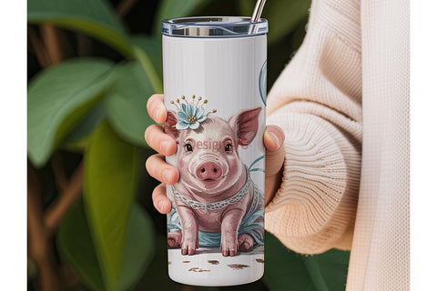 Cute Piglet Tumbler Wrap PNG Sublimation DesignSVG 