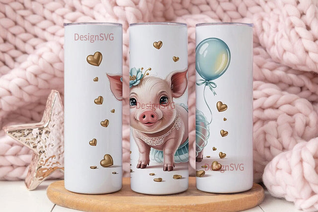 Cute Piglet Tumbler Wrap PNG Sublimation DesignSVG 