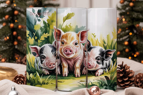 Cute Piglets 20oz Tumbler Wrap Sublimation DesignSVG 