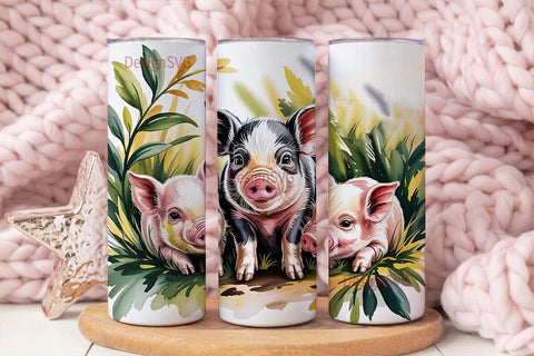 Cute Piglets 20oz Tumbler Wrap Sublimation DesignSVG 