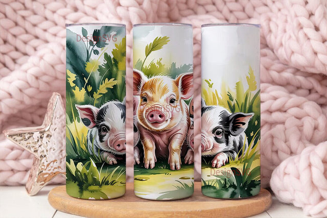 Cute Piglets 20oz Tumbler Wrap Sublimation DesignSVG 