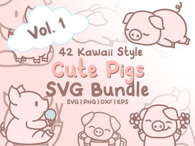 Cute Pigs Vol. 1 SVG Design Set SVG HalieKStudio 