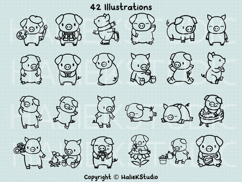 Cute Pigs Vol. 2 SVG Design Set SVG HalieKStudio 