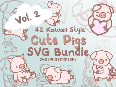 Cute Pigs Vol. 2 SVG Design Set SVG HalieKStudio 