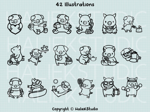 Cute Pigs Vol. 2 SVG Design Set SVG HalieKStudio 