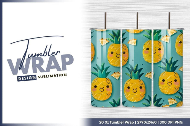 Cute Pineapple Pattern Tumbler Png Summer Design Sublimation Regulrcrative 