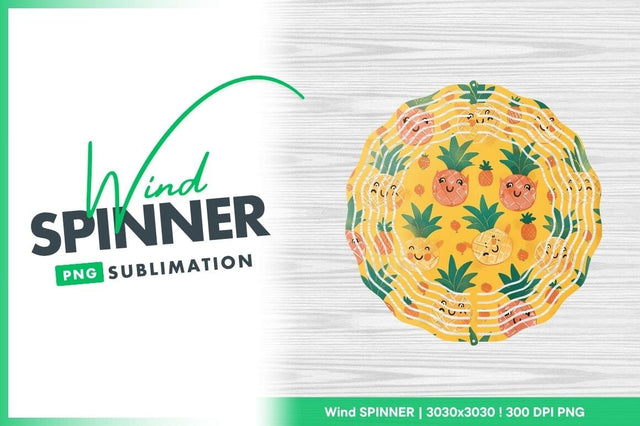 Cute Pineapple Pattern Wind Spinner Round Png Sublimation Regulrcrative 