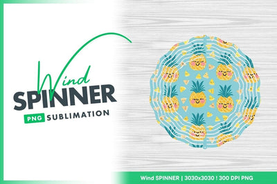 Cute Pineapple Pattern Wind Spinner Round Png Sublimation Regulrcrative 