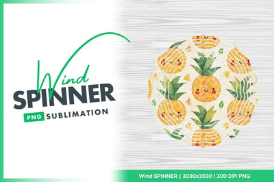 Cute Pineapple Seamless Pattern Wind Spinner Round Png Sublimation Regulrcrative 