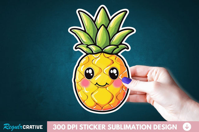 Cute Pineapple Sticker Clipart Sublimation Regulrcrative 