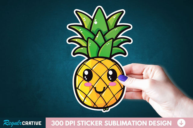 Cute Pineapple Sticker Clipart Sublimation Regulrcrative 