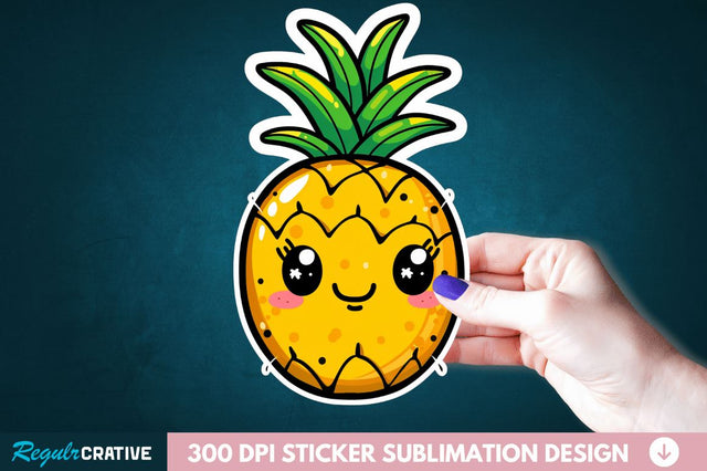 Cute Pineapple Sticker Clipart Sublimation Regulrcrative 