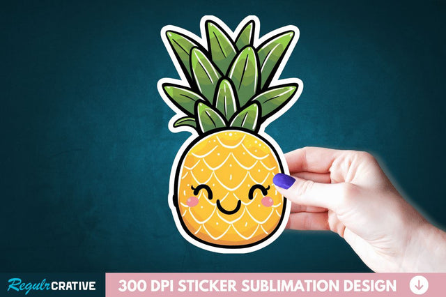 Cute Pineapple Sticker Clipart Sublimation Regulrcrative 