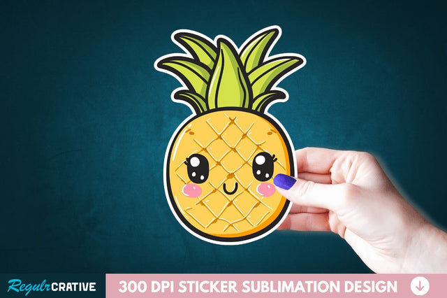 Cute Pineapple Sticker Clipart Sublimation Regulrcrative 