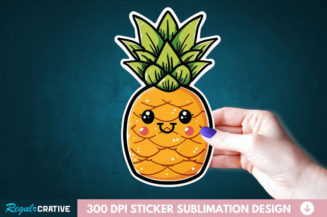 Cute Pineapple Sticker Clipart Sublimation Regulrcrative 