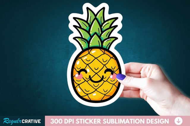 Cute Pineapple Sticker Clipart Sublimation Regulrcrative 