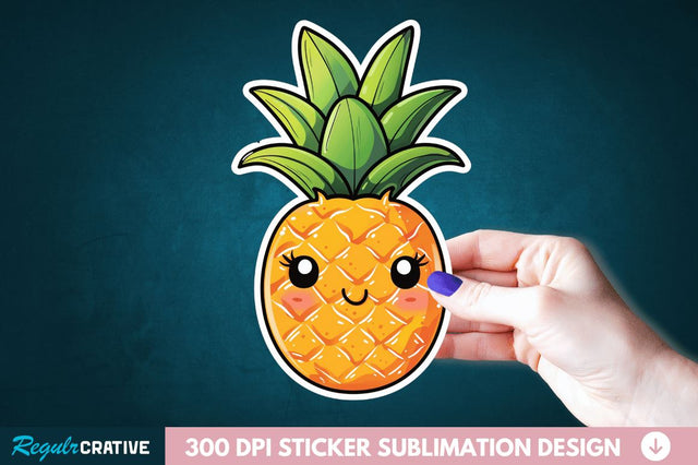 Cute Pineapple Sticker Clipart Sublimation Regulrcrative 