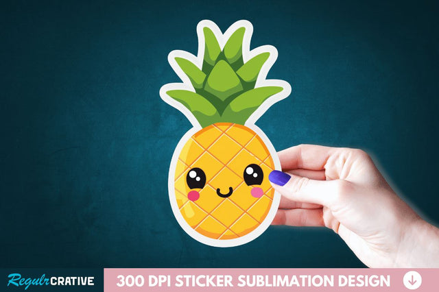 Cute Pineapple Sticker Clipart Sublimation Regulrcrative 