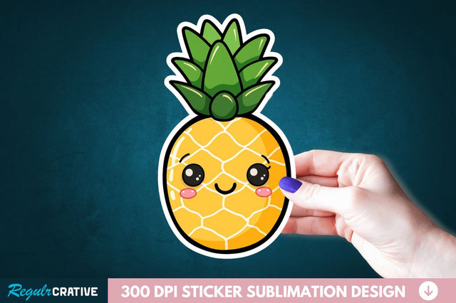 Cute Pineapple Sticker Clipart Sublimation Regulrcrative 