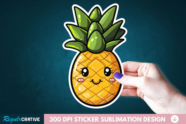 Cute Pineapple Sticker Clipart Sublimation Regulrcrative 