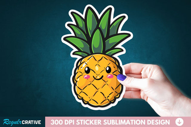 Cute Pineapple Sticker Clipart Sublimation Regulrcrative 