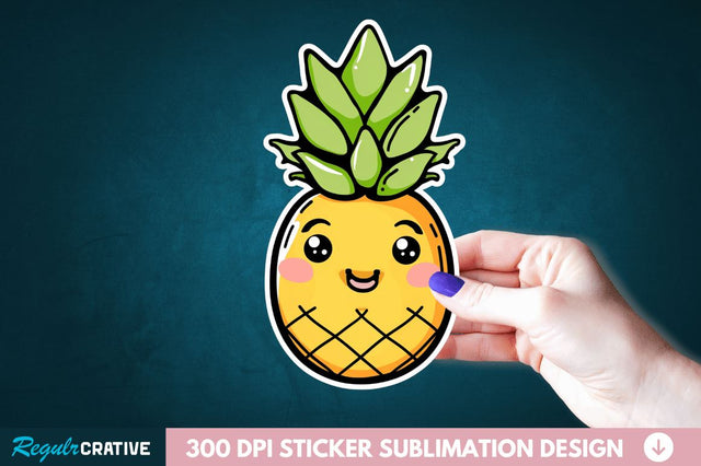 Cute Pineapple Sticker Clipart Sublimation Regulrcrative 