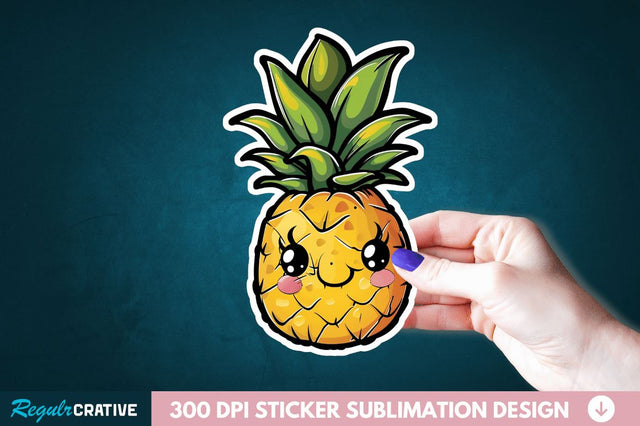 Cute Pineapple Sticker Clipart Sublimation Regulrcrative 