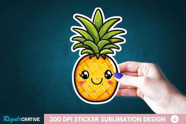 Cute Pineapple Sticker Clipart Sublimation Regulrcrative 