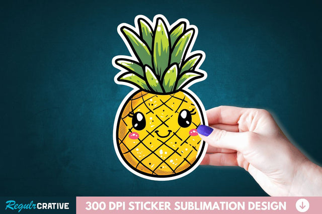 Cute Pineapple Sticker Clipart Sublimation Regulrcrative 