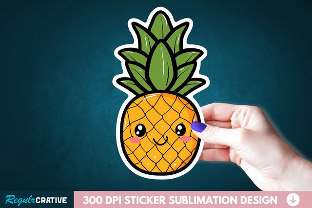 Cute Pineapple Sticker Clipart Sublimation Regulrcrative 
