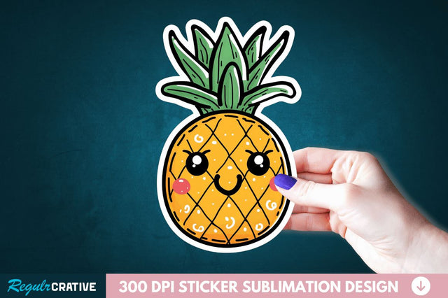 Cute Pineapple Sticker Clipart Sublimation Regulrcrative 
