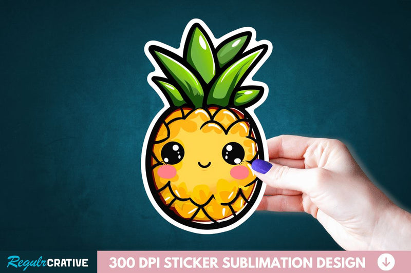 Cute Pineapple Sticker Clipart Sublimation Regulrcrative 