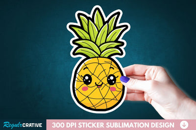 Cute Pineapple Sticker Clipart Sublimation Regulrcrative 