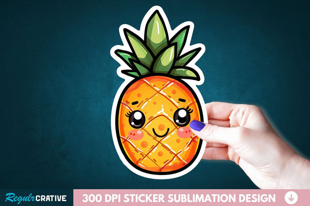 Cute Pineapple Sticker Clipart Sublimation Regulrcrative 