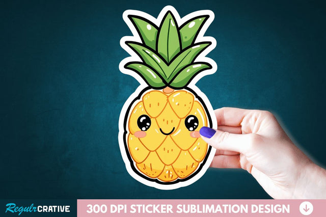 Cute Pineapple Sticker Clipart Sublimation Regulrcrative 