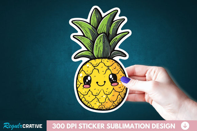 Cute Pineapple Sticker Clipart Sublimation Regulrcrative 