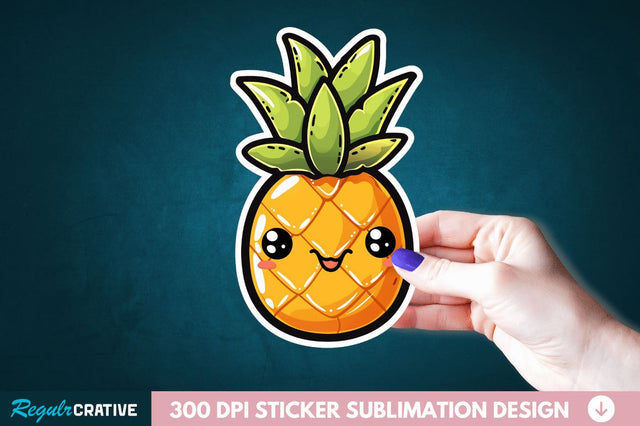 Cute Pineapple Sticker Clipart Sublimation Regulrcrative 