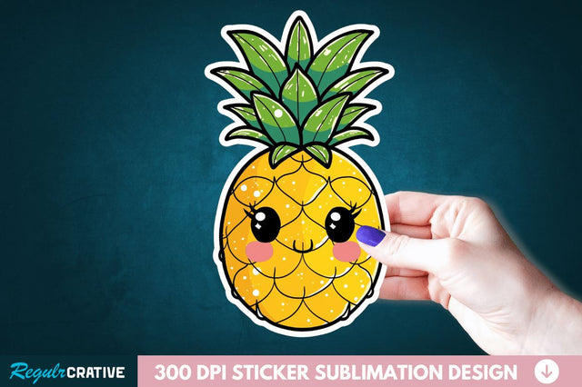 Cute Pineapple Sticker Clipart Sublimation Regulrcrative 